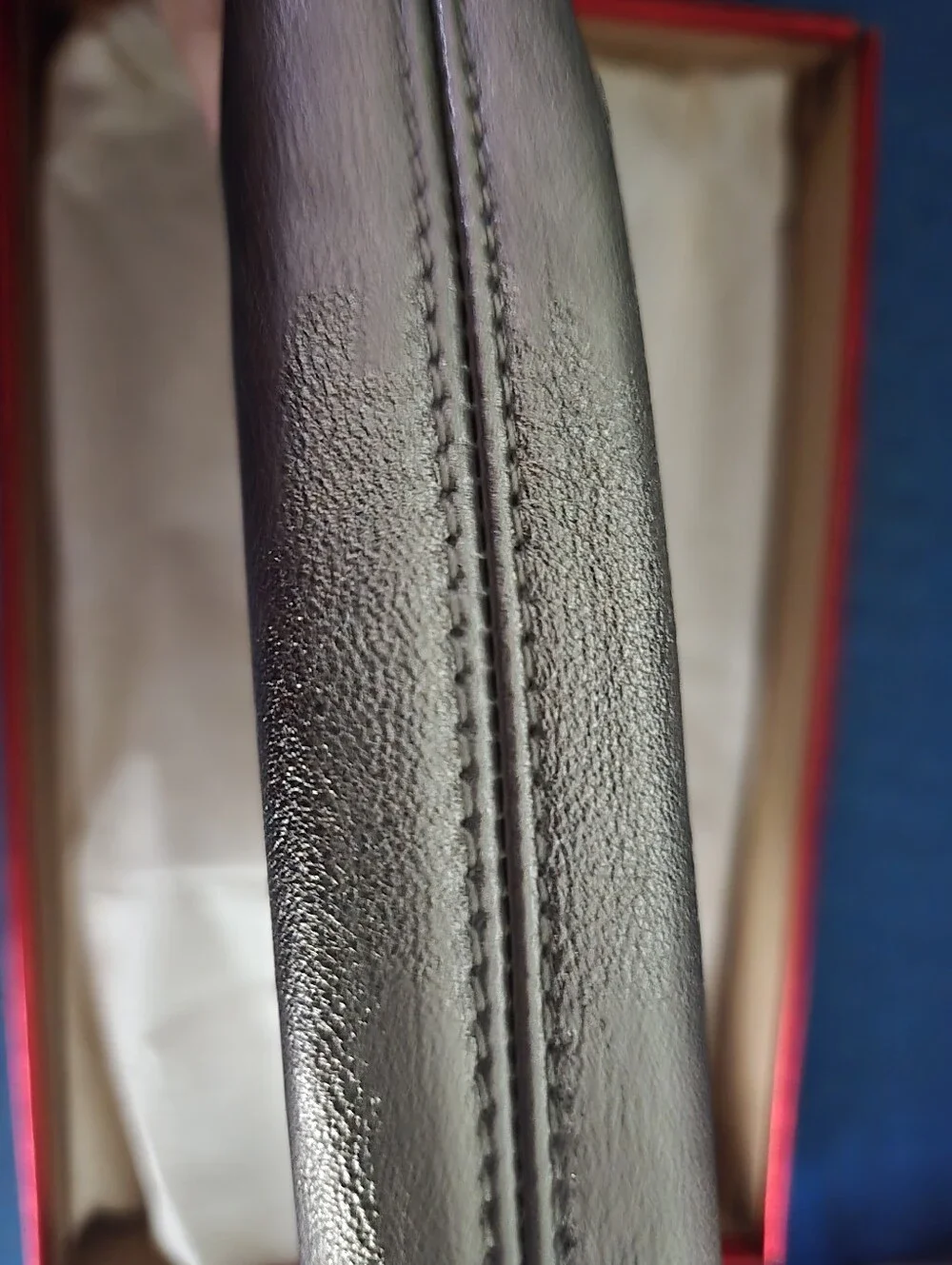 EXPRESS Metallic Pewter Genuine Leather Ruched Kiss Lock Clutch Evening Bag NWT
